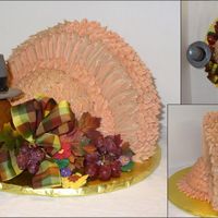 Gobble Gobble - Turkey Cake Heavenly Pumpkin Spice Cake -- Yummy with BC and Ganache (mix) icing. This design came from 1nanette. She used a 10" round and a doll...
