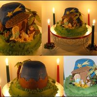 Nativity Cake This was our Family Christmas Cake. I took some pictures with the lights off and the candles lit on this cake stand. You can sort of see...