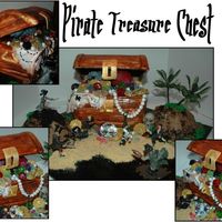 Pirates Of The Carribean Treasure Chest Pirate Treasure Chest. White Almond Sour Cream Cake, three layers with Satin Ice Fondant, scored and painted to look like wood and luster...