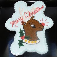 Cupcake Cake Of Rudolph For my daughter's Daisy Scout Christmas Party. They loved it! Just yellow cupcakes with the Rudolph design. They fought over who got...