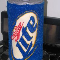 Miller Lite Beer Can This is 6 layers of 6-inch chocolate rounds. Every 2 layers supported on cake board with bubble straws and a single dowel through the...