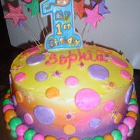 1St Birthday Test Cake BC with fondant accents - chocolate cake with chocolate mousse layers