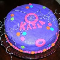 Bright Birthday Cake (My First Cake!) Bright cake for my little sister's 13th birthday. Cake: chocolate w/ caramel filling, buttercream frosting, mmf decorations. Matching...