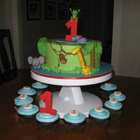 Jungle 1St Birthday Covered in buttercream with gumpaste figres