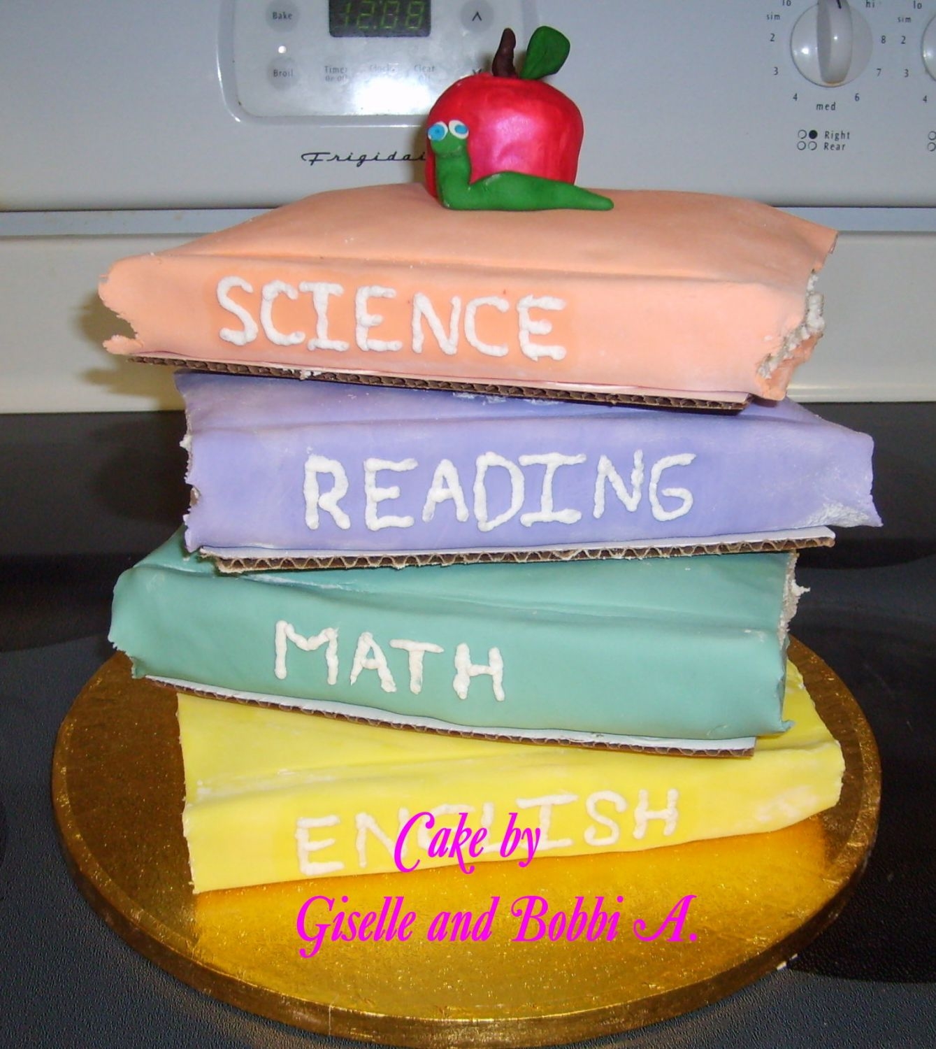 Teacher Appreciation Day My daughter's first attempt with stacked books. It was a very last minute cake (made last night) for teacher appreciation day today.
