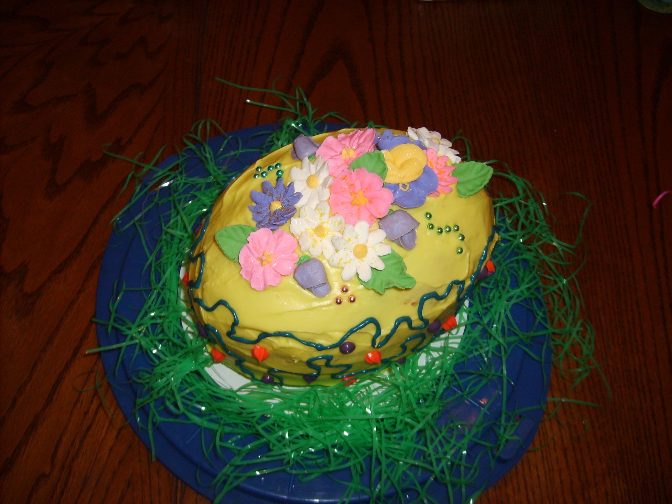Easter Cake Carrot cake with cream cheese frosting and RI flowers.
