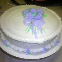 Final Class Cake - Course 1 Buttercream Icing - Wilton Rose with Sweetpeas.