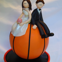 Hoops cake made as a present for friends. ball is RCT covered in fondant. figures are gumpaste.