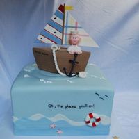 Sailor Taylor 10" square cake covered with fondant for baby shower. mother had nautical, sailboat themed nursery. sailboat made to match decor. she...