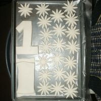 Daisies, Banner, One These are the daisies. banner and #1 for my cake. They are MMF. I think I will paint them white?? They don't look bright enough to me...