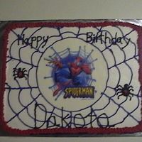 Spider Man For this cake i used an edible image for the spiderman image the rest is BC icing. My son LOVED it!