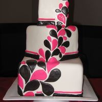 Paisley Wedding Cake 4,6,9 square cakes offset. Top tiers were pineapple-banana with pineapple buttercream, bottom tier was chocolate zucchini with chocolate...