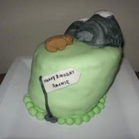 Rocky Mountain Park Scene made for my park director's birthday. tried to carve a carrot cake - perhaps a little too moist. All covered in MMF. Grizzly bear in...