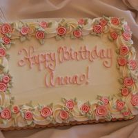 Roses I made this cake for a little girl turning six, it's a quarter sheet chocolate with Italian meringue buttercream.