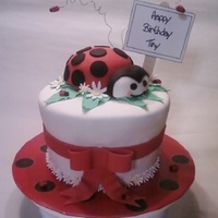 Ladybug Cake All decor made with Satin Ice.. Got the inspiration for the ladybug from a user here on CC!