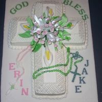 Double 1St Communion First communion cake for a brother and sister, so I needed to incorporate colors that would work for a boy and girl. The rosaries are made...