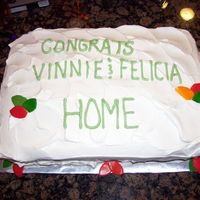 Sheet Cake Housewarming Lemon cake with lemon whipped cream frosting. Fondant leaves to go with my birds nest cake.