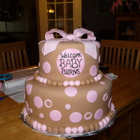 Baby Shower Cake my first real go at a fondant cake with bow. thought i turned out pretty good