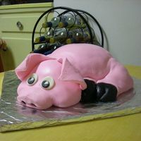 Birthday Pig a birthday cake for two prize winning BBQ guys. Chocolate cake, chocolate pastry cream filling and fondant icing. All real just cake and...