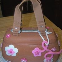 Pink & Brown Purse Carved from 1/4 sheet for a bridal dinner. Covered with fondant. TFL!