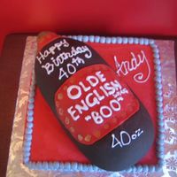 40S_Cake.jpg This was for a 40th birthday. It is a 40's malt liquor bottle made out of rice krispies covered in chocolate fondant. The person is an...