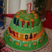 My Daughters First Birthday Cake i made this cake using marshmallow fondant and a icing recipe from wilton. its chocolate cake!