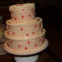 Valentines Day Extravaganza!! We made a big to-do about Valentines for my three year old this year, and I baked this huge cake on a whim. It has it's imperfections...