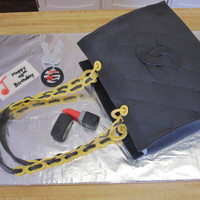 Black Purse Cake this is a 40th birthday cake made to resemble the birthday girls favorite purse. i added the lipstick, keys and business card to make it...