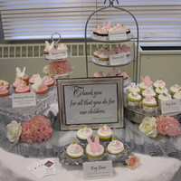 Cupcake Buffet For Teacher Appreciation made this display of cupcakes for teacher appreciation day at middle school. all gourmet filled cupcakes (key lime with raspberry, banana...