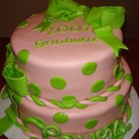 Laura's Graduation 2007 French vanilla cake w/ bavarian cream filling, iced in whipped cream cheese and covered in MMF w/ MMF accents.. Not my design she gave me a...