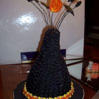 Witch Hat Not a very good picture, but this was my attempt at Collette Peter's witch hat cake. It was a lot of fun to do and everyone was wowed...