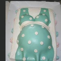 Belly Cake 9x13 WASC covered in vanilla IMBC. Belly is half ball pan and breasts are two cupcakes. Dress is MMF. Inspired by didi5's beautiful...
