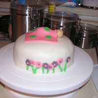 First Try At Fondant Covered Cake I got the idea from a few cakes I had seen on this site, I'm sorry but I can't remember whose cakes they were! Cake is CASC cake...