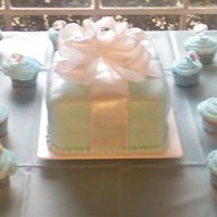 Tiffany Box I made this cake for my sister's engagment party. He bought the ring at Tiffany, so I made a Tiffany box. I also made cupcakes and put...