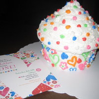 Giant Cupcake Made for a 1st Birthday. The cake for the 1 year old to tear into!Designed to match invitations made by JRatner Design. (jratnerdesign.com...