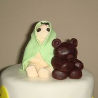 First Fondant Baby And Bear This is a close up of my first fondant baby and teddy bear. It needs a lot more work but they turn out ok I think. I had a lot of fun...