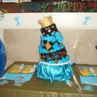 Prince Aidyn's 1St Bd Cake This was my son's first birthday cake. Top- tiramisu w/ bavarian cream filling, middle- keylim w/- cream cheese filling, bottom-...