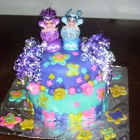 Birthday Cake First time using fondant. Made this cake for my Daughters Birthdays. They are three days apart so shared the day. They were 3 and 2. My 3...