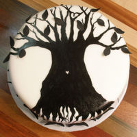 Reunion Cake Reunion cake with family tree painted on white fondant