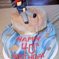 40Th 2 Tiered Birthday Cake 2 tiered 40th birthday cake. With fisherman. Covered and decorated in fondant