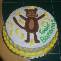 Goin' Bananas The pattern was transfer to the cake with piping gel. The bananas are candies.