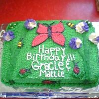 Garden Cake For My Girls Birthday. This is a cake I made on the spur for my kids birthday, trying some new tips and tehniques. There were also bugs on the sides, lady bugs...