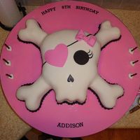 Pink Skull And Crossbones This is a sculpted WASC cake with buttercream dream covered and decorated in fondant. Super fun to make!!! It was for a cute little girl...