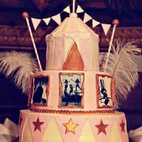 Circus Themed Wedding This is a cake I did for a circus themed wedding. It was inspired by a birthday cake on this site by heatherscakes. Buttercream iced,...