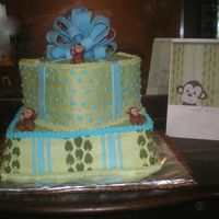 Monkey Vine This cake was based off of clients Theme, Monkey Vine at B's R Us. White cake rasberry filling, BC icing and Fondant accents.