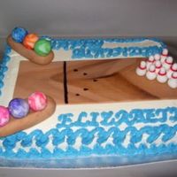 Bowling Birthday Daughters Birthday at the bowling alley. She loved it. Chocolate cake with buttercream and fondant accents.