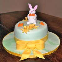 Easter Cake Last minute Easter cake for the Grandkids. WASC cake with rasberry filling, almond buttercream, covered in fondant with gumpaste...