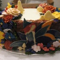 Course 2 Final This was my course 2 final cake, I didn't like the weird bird so, hence the fairy and the little mushrooms. My poor fairy broke apart...