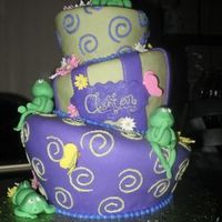 First Stacked, And First Topsy-Turvy My friend and I made this baby shower cake for a friend of ours. Covered in MMF, decorations in fondant and gumpaste. Thanks to all the...