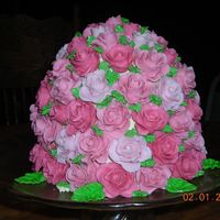 Rose Tower Cake 50/50 fondant gumpaste roses. Made for my MIL's birthday.